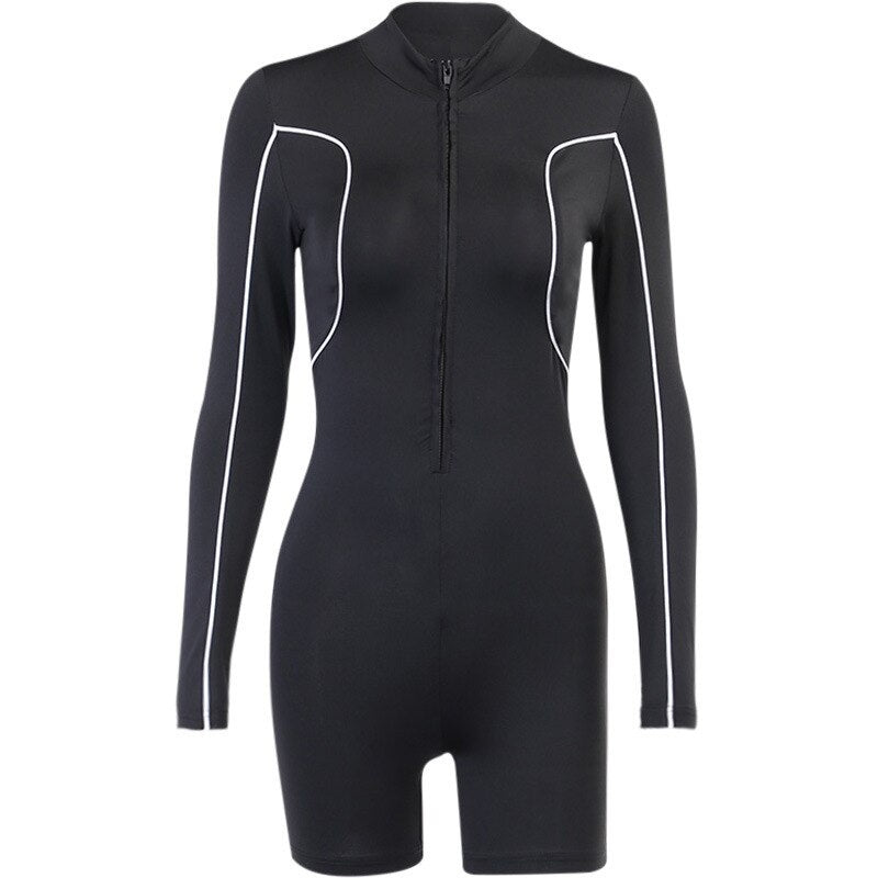 Casual Streetwear Stand Collar Long Sleeve Romper Mssza