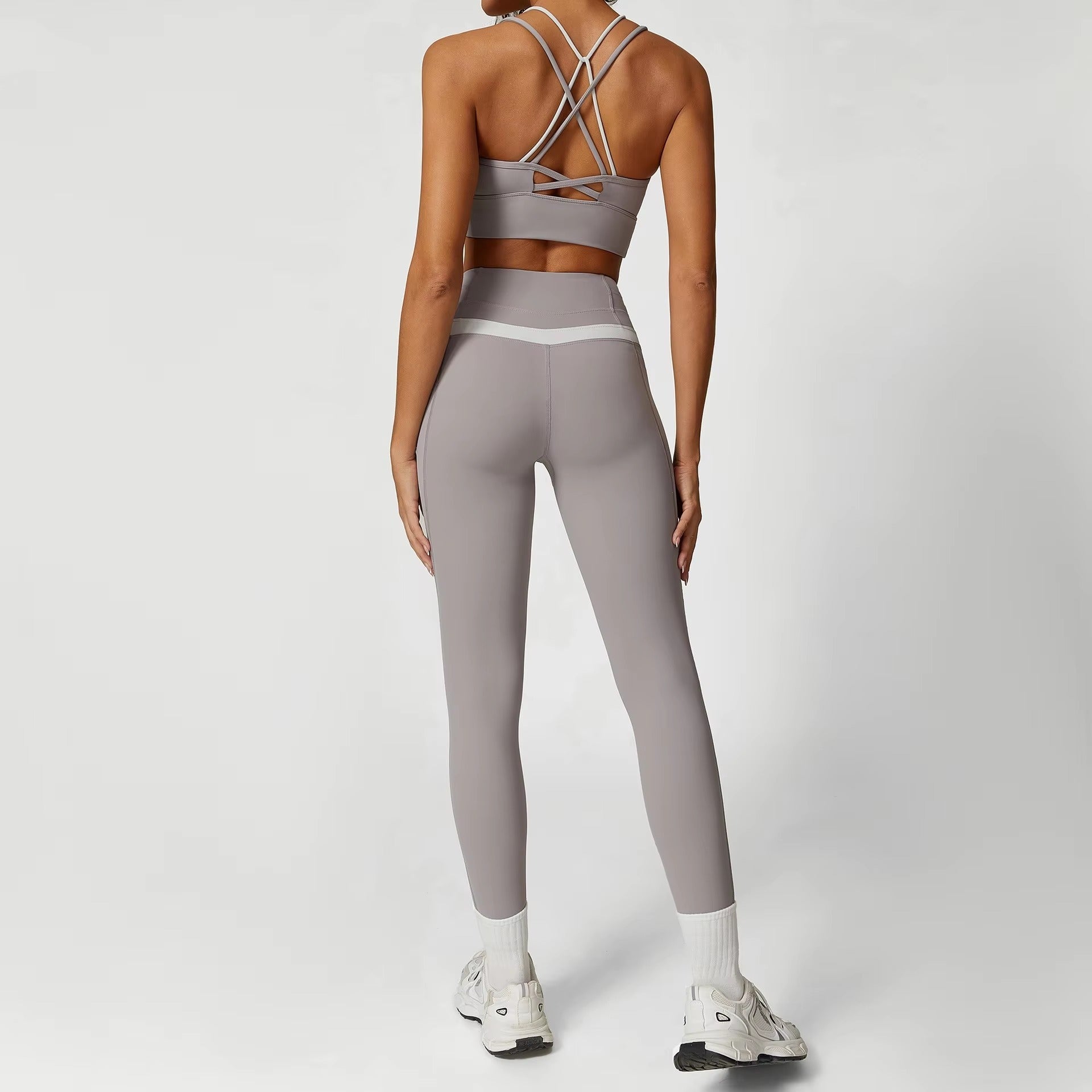 Casual Stretchy Bra And Lifting Hip Leggings Two Pieces Yoga Sets Mssza