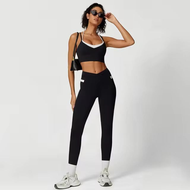 Casual Stretchy Bra And Lifting Hip Leggings Two Pieces Yoga Sets Mssza