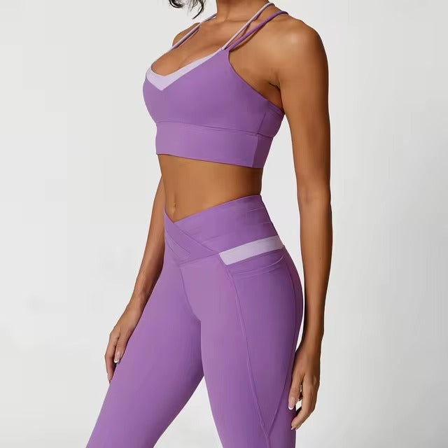 Casual Stretchy Bra And Lifting Hip Leggings Two Pieces Yoga Sets Mssza