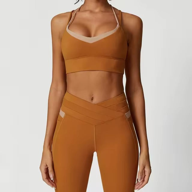 Casual Stretchy Bra And Lifting Hip Leggings Two Pieces Yoga Sets Mssza