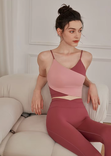 Casual Stretchy Clashing Crop Tops And Leggings 2 Pieces Yoga Set Mssza