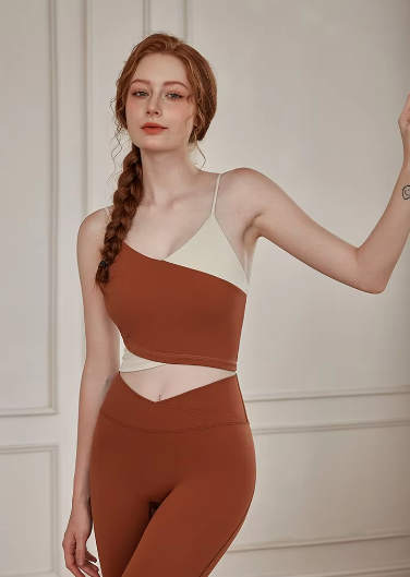 Casual Stretchy Clashing Crop Tops And Leggings 2 Pieces Yoga Set Mssza