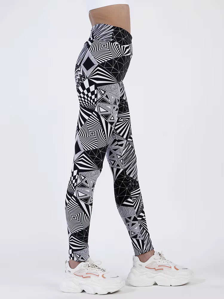 Casual Stripe Sportwear Workout High Waist Ankle-Length Leggings Mssza