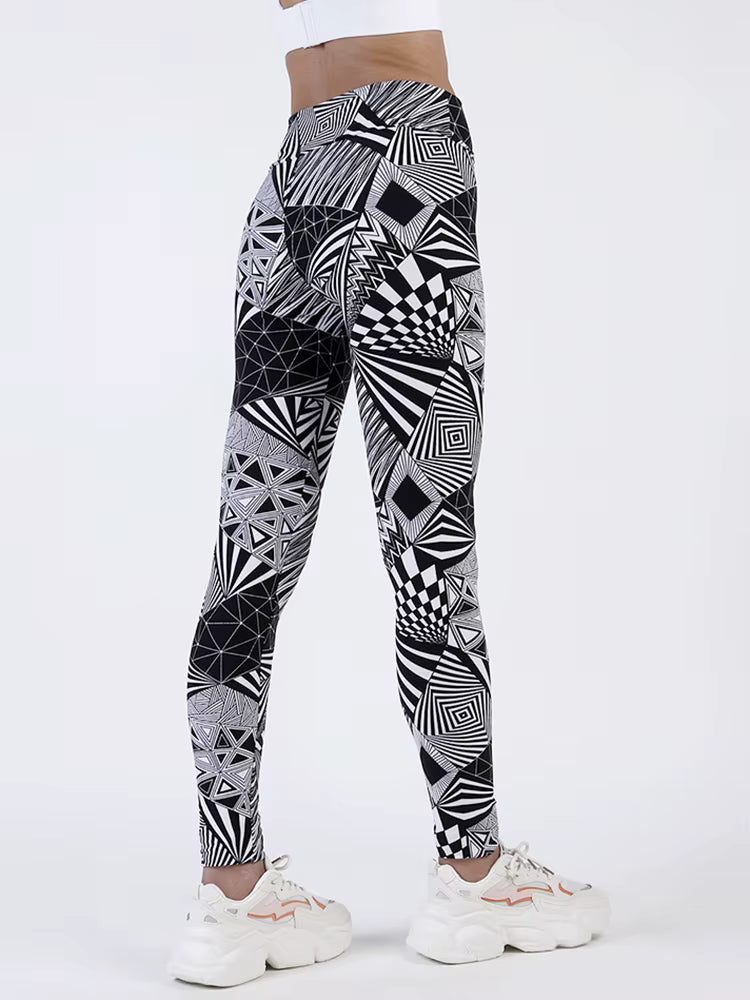 Casual Stripe Sportwear Workout High Waist Ankle-Length Leggings Mssza