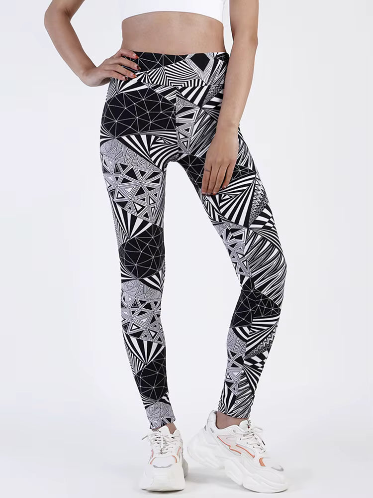 Casual Stripe Sportwear Workout High Waist Ankle-Length Leggings Mssza