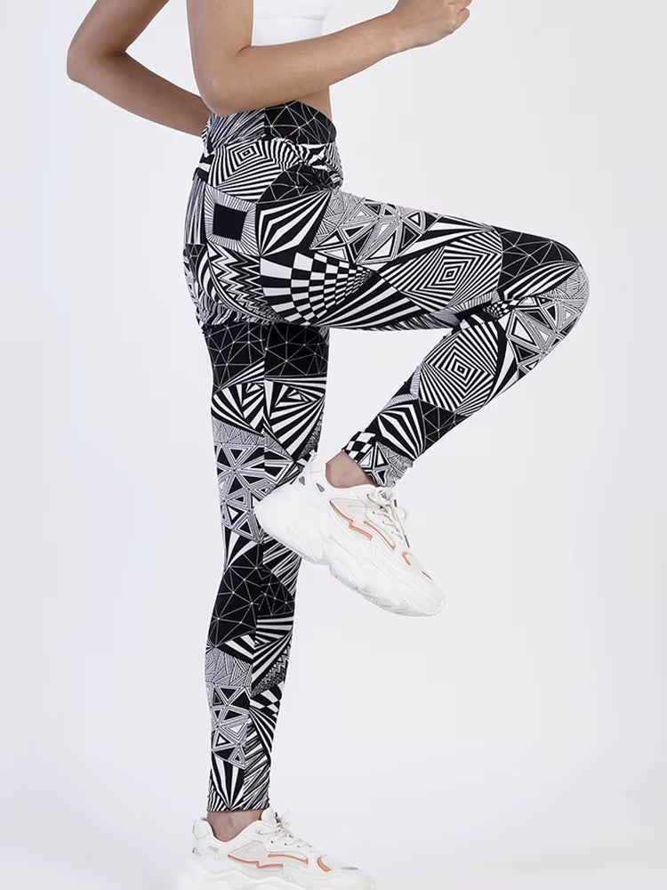 Casual Stripe Sportwear Workout High Waist Ankle-Length Leggings Mssza