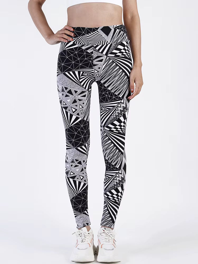 Casual Stripe Sportwear Workout High Waist Ankle-Length Leggings Mssza