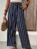 Casual Striped High Waist straight-leg loose Wide-Leg Pants Mssza