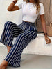 Casual Striped High Waist straight-leg loose Wide-Leg Pants Mssza