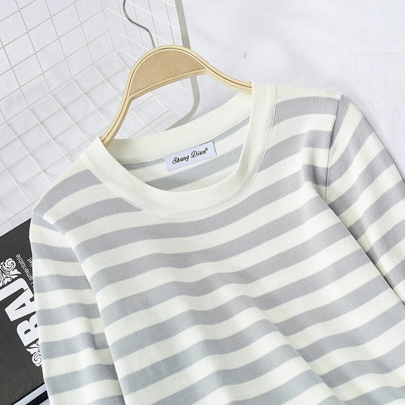 Casual Striped Shirts High Waist Jogger Pants 2 Pcs Sets Mssza