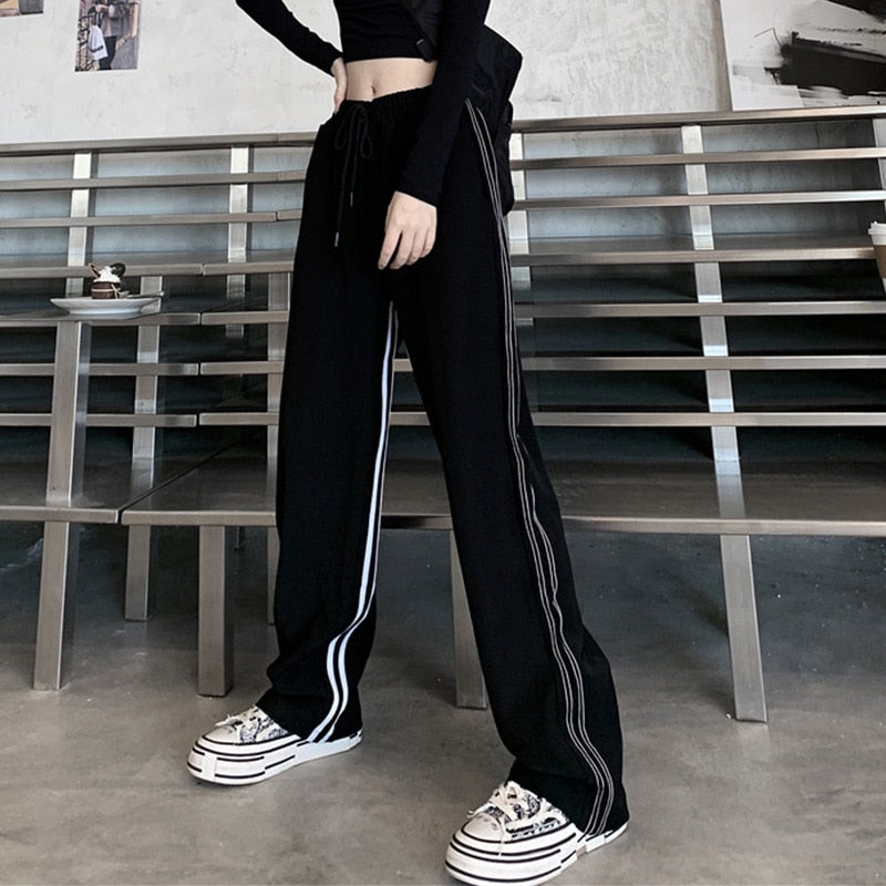 Casual Striped Straight Loose Mopping Pants Mssza