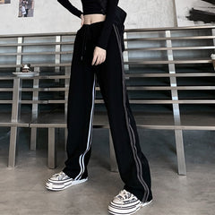 Casual Striped Straight Loose Mopping Pants Mssza