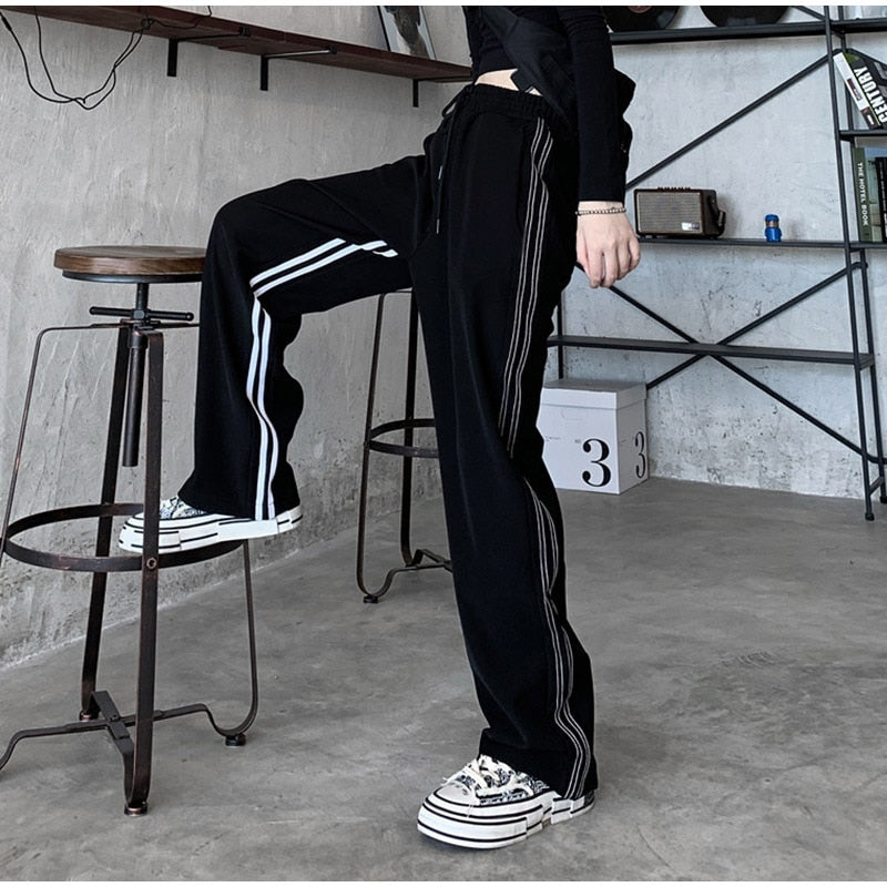 Casual Striped Straight Loose Mopping Pants Mssza