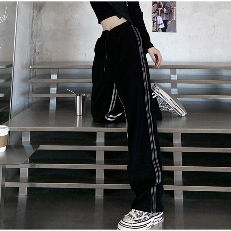 Casual Striped Straight Loose Mopping Pants Mssza