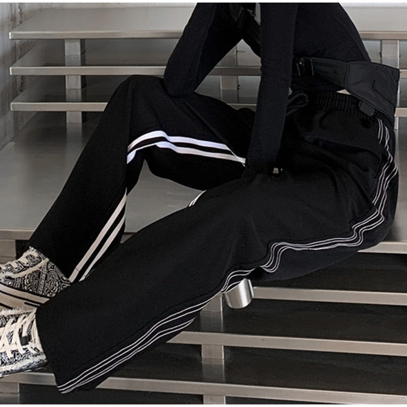 Casual Striped Straight Loose Mopping Pants Mssza