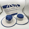 Casual Striped Travel Beach Outdoor Straw Hat Bag 3 PCS Set Mssza