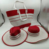 Casual Striped Travel Beach Outdoor Straw Hat Bag 3 PCS Set Mssza