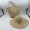 Casual Striped Beach Outdoor Straw Sun Protection Hat Bag Mssza