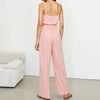 Casual Stripes Sashes Sleeveless Sweetheart Neck Ankle Length Straight Jumpsuits Mssza