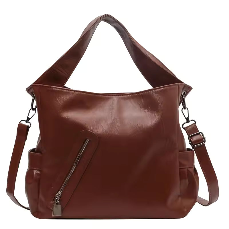 Casual Stylsih Tote Silt Pocket Soft Leather Hobos Handbag Bags Mssza