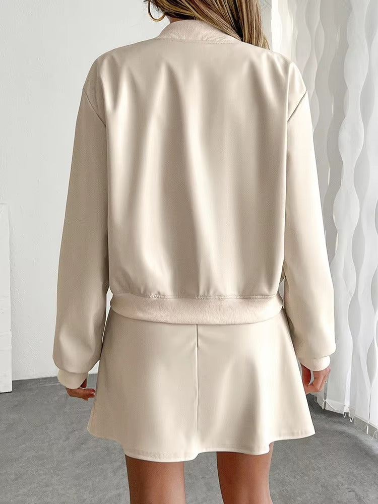 Casual Sweet Single Breasted Coat And Short Skirt Two Piece Set Mssza