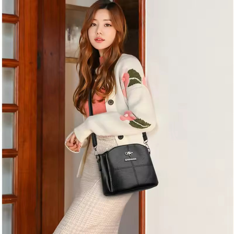 Casual Synthetic Leather Solid Large-capacity Mother Shell Shape Shoulder Crossbody Bag Mssza