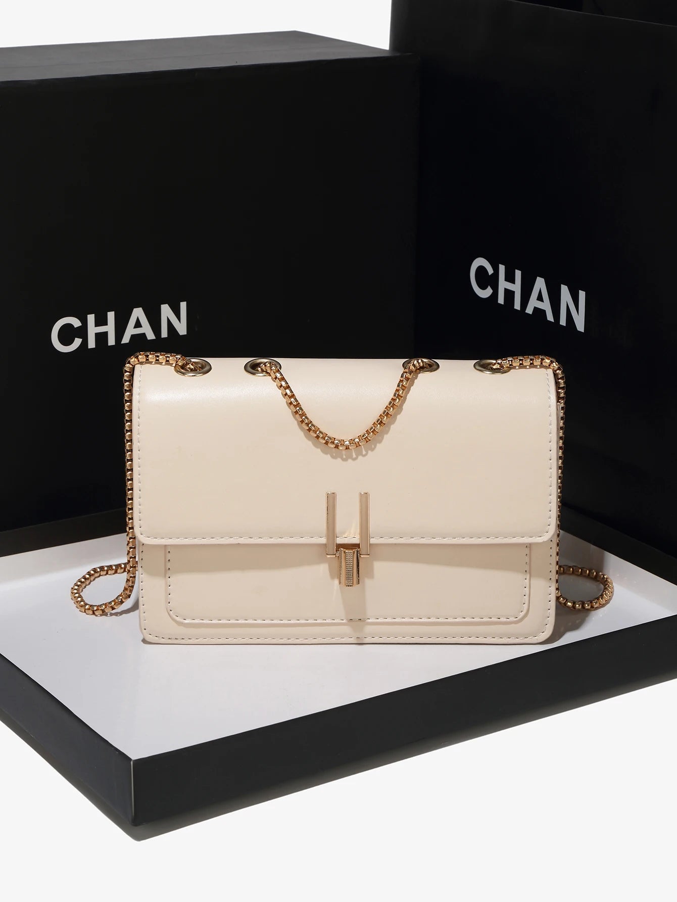 Casual Synthetic Leather Square Appliques Belt Decoration Flip Cover Handbag Crossbody Bag Mssza
