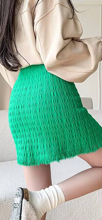 Casual Tassel Empire Folds High Waist Bodycon Medium Stretch Mini Skirts Mssza