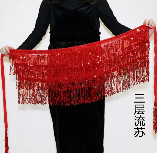 Casual Tassel Performance Stage Patchwork Sequins Belly Dance Mini Skirt Mssza
