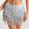 Casual Patchwork Sequins Tassel Performance Stage Belly Dance Mini Skirt Mssza