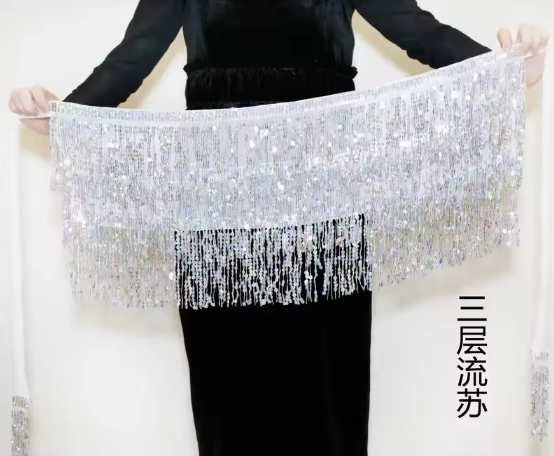 Casual Tassel Performance Stage Patchwork Sequins Belly Dance Mini Skirt Mssza