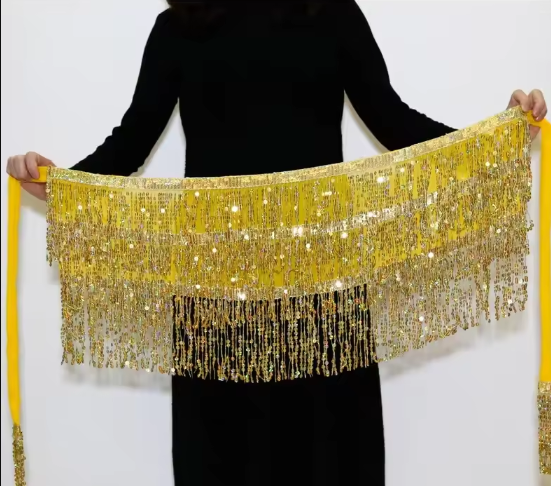 Casual Tassel Performance Stage Patchwork Sequins Belly Dance Mini Skirt Mssza