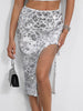 Casual Tassel sequin Asymmetrical Mid-Calf High waist Long Maxi Skirt Mssza