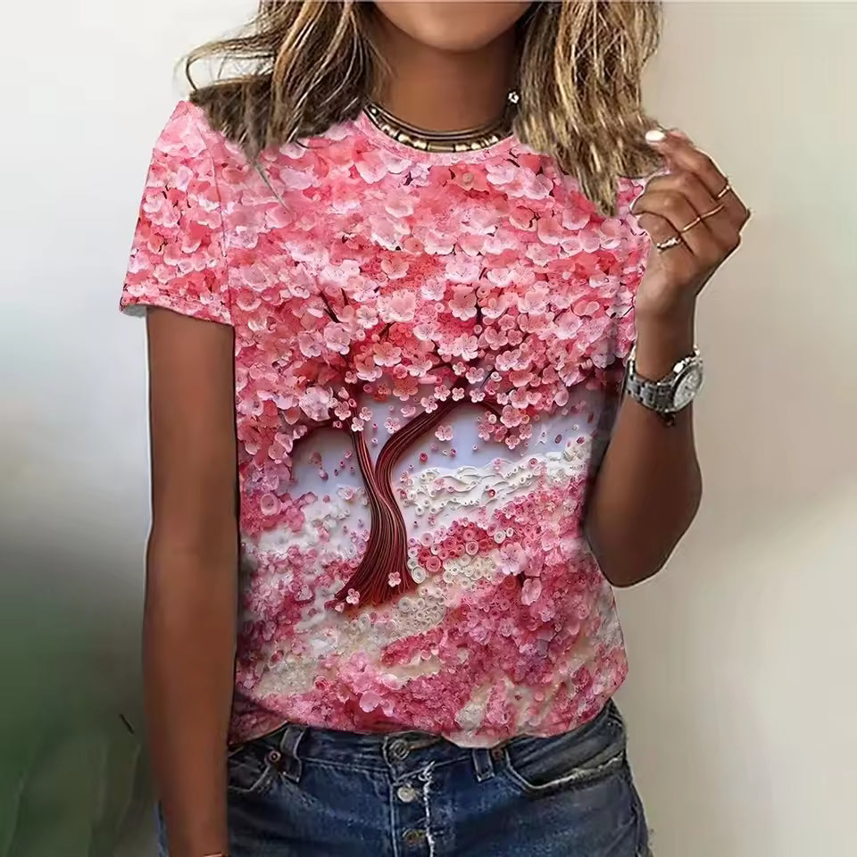 Casual Tees Clothing Basic Print Oversized Pullover T Shirt Mssza