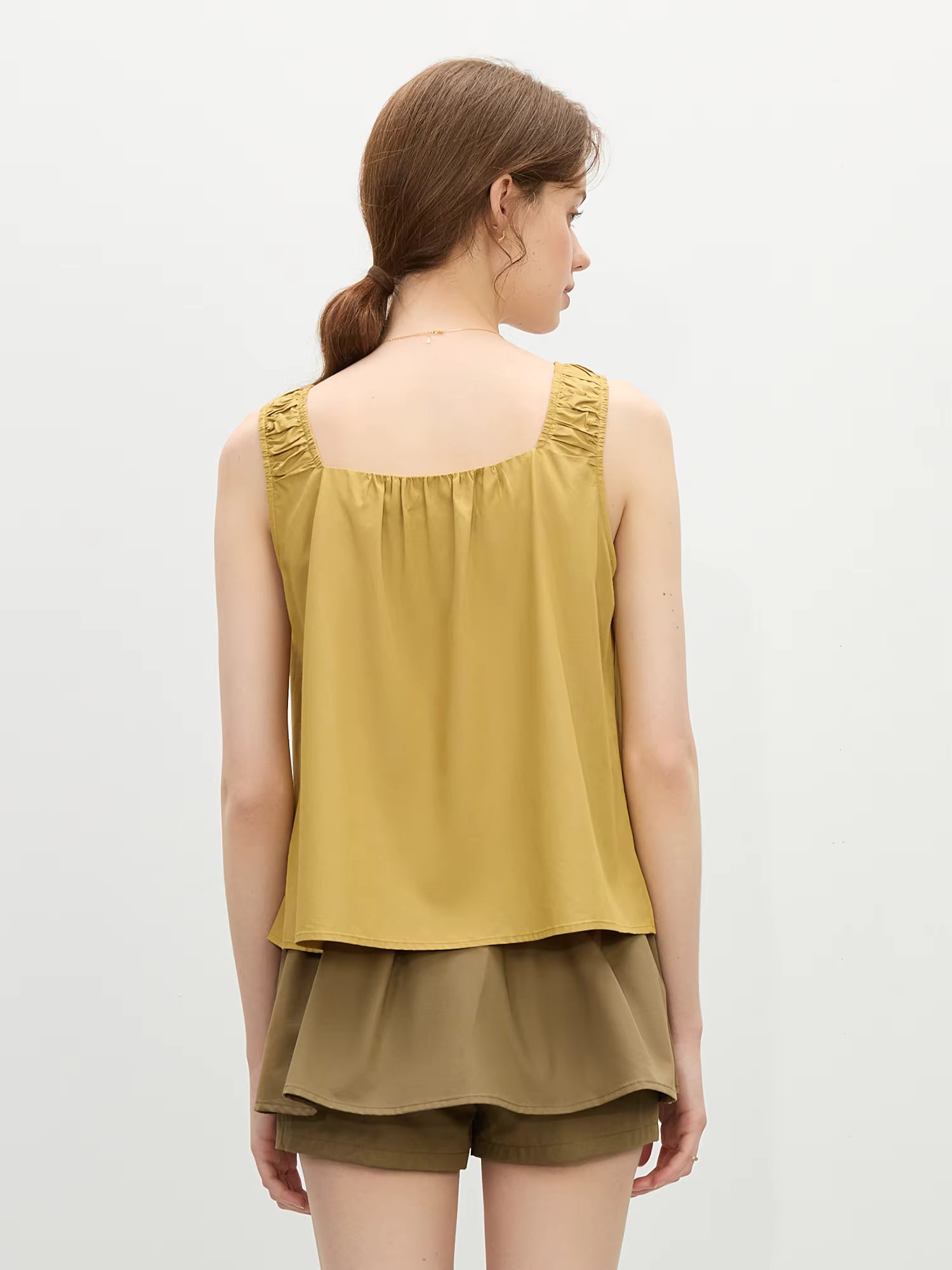 Casual Textured Linen Relaxed Fit Slimming Silhouette Tanks And Camis Top Mssza