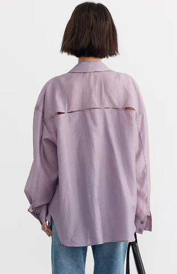 Casual Thin Long Sleeve Slightly Solid Design Loose Shirt Mssza