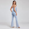 Casual Three-Dimensional Flower Strapless Slightly Flared Jumpsuit Mssza
