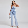 Casual Three-Dimensional Flower Strapless Slightly Flared Jumpsuit Mssza