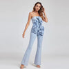 Casual Three-Dimensional Flower Strapless Slightly Flared Jumpsuit Mssza