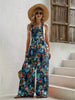 Casual Tie-Dye Flower Print Wide Leg Suspenders Long Romper Mssza