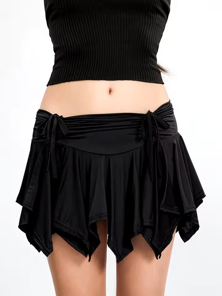 Casual Tie-Up Ruffles Gothic Punk Irregular Mini Skirts Mssza