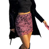 Casual Tie-dye Print High Waist Mesh Slight Stretch Bodycon Mini Skirt Mssza