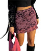 Casual Tie-dye Print High Waist Mesh Slight Stretch Bodycon Mini Skirt Mssza