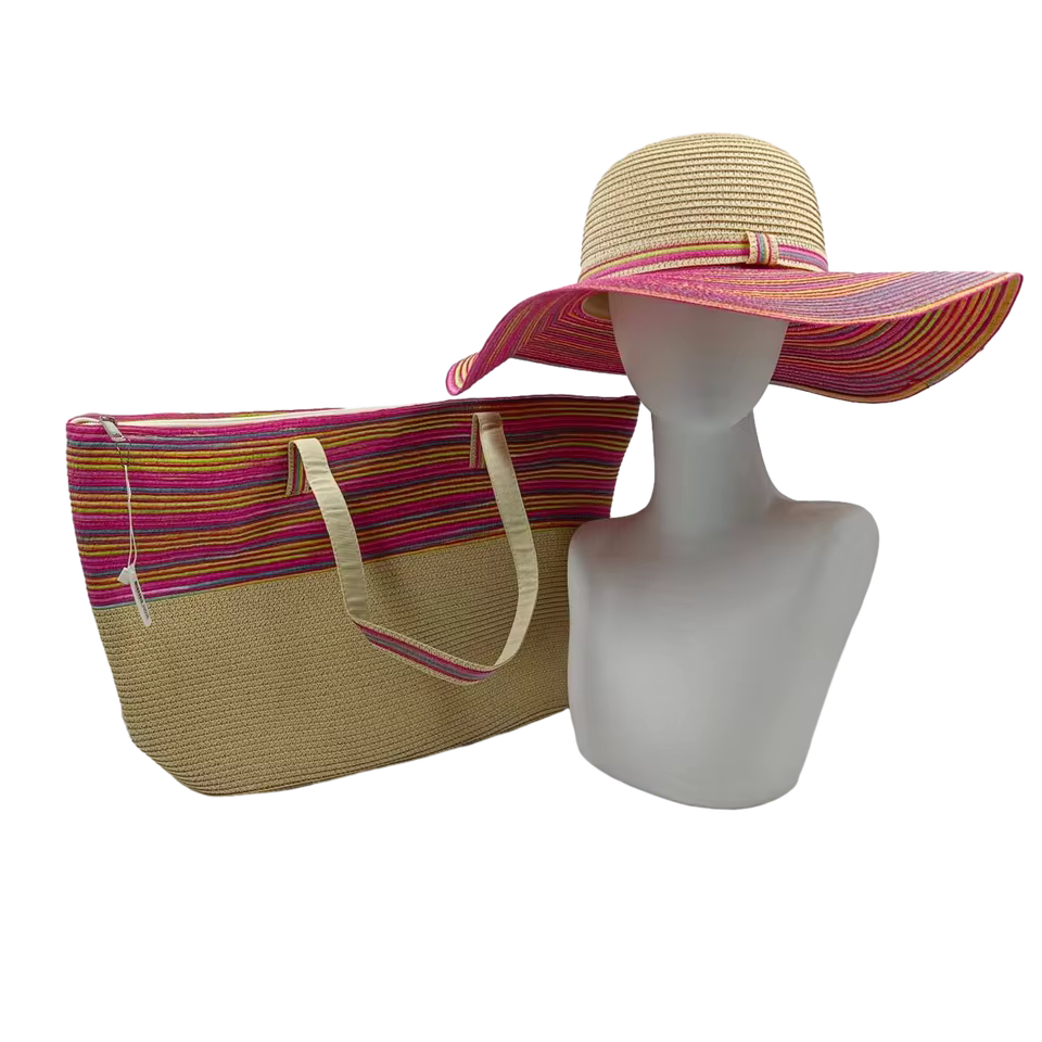 Casual Travel Beach Outdoor Straw Hat Bag Set Mssza