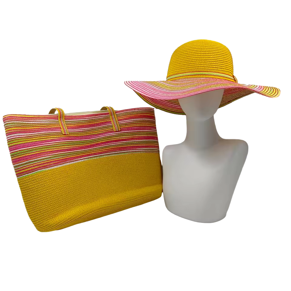 Casual Travel Beach Outdoor Straw Hat Bag Set Mssza