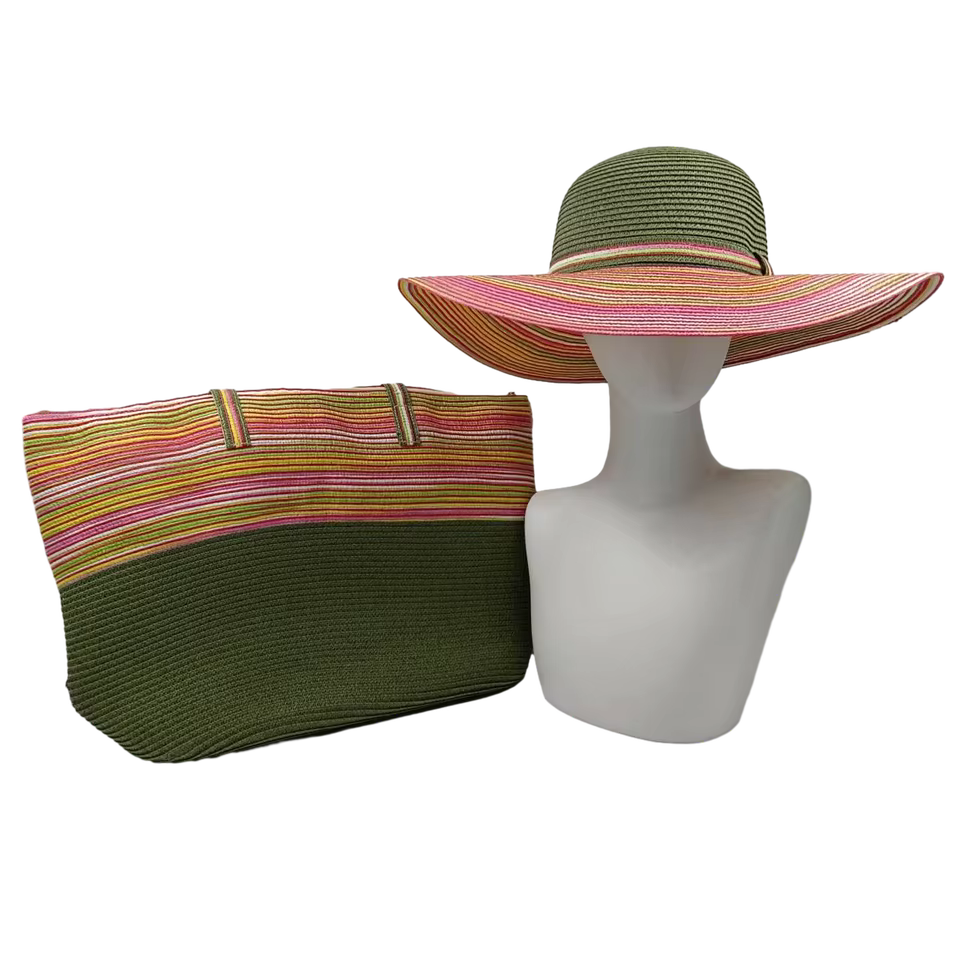 Casual Travel Beach Outdoor Straw Hat Bag Set Mssza
