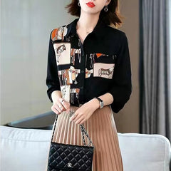 Casual Turn Down Collar Button Printed Street Loose Shirt Mssza
