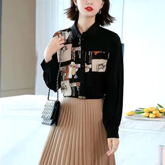 Casual Turn Down Collar Button Printed Street Loose Shirt Mssza