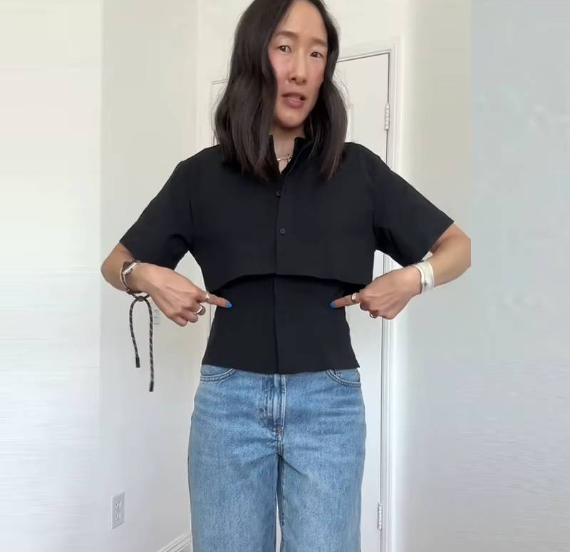 Casual Turn-Down Collar Patchwork Single Breasted Short Sleeve Shirt Mssza
